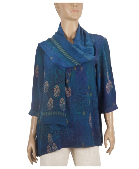 Short Silk Shirt - Beige Floral