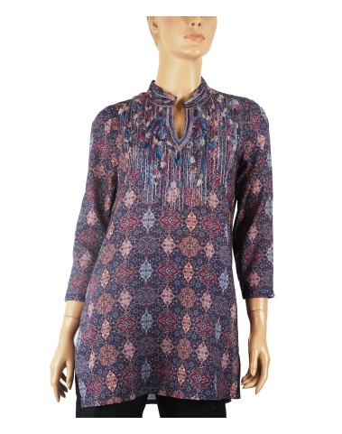 Casual Kurti - Blue Embroidery   