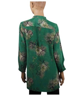 Long Silk Shirt - Abstract Floral