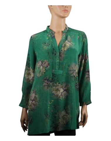 Long Silk Shirt - Abstract Floral