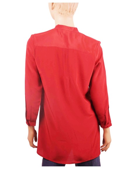 Plain Long Silk Shirt - Red