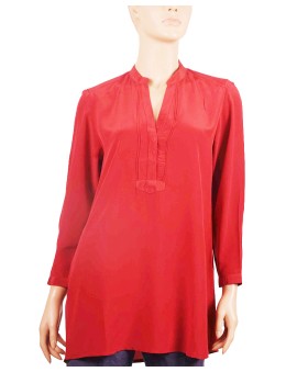 Plain Long Silk Shirt - Red