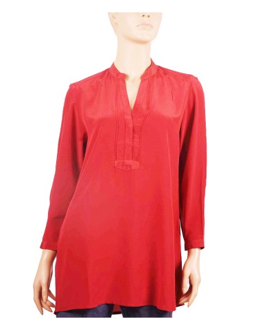 Plain Long Silk Shirt - Red