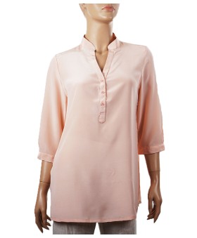 Plain Short Silk Shirt - Baby Pink 