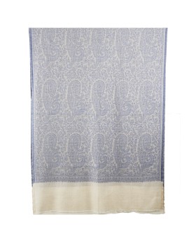Jamewar Stole - Purple Paisley Machine Embroidery
