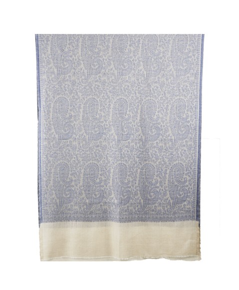 Jamewar Stole - Purple Paisley Machine Embroidery