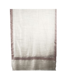 Jamewar Stole - Herringbone Floral Border 