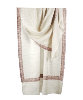Jamewar Stole - Herringbone Floral Border 