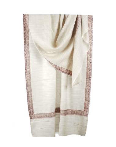 Jamewar Stole - Herringbone Floral Border 