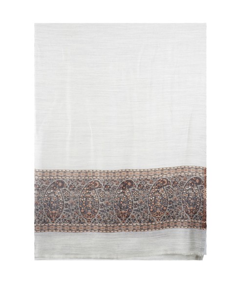 Plain Stole - Grey Base With Tiny Beige Triangles  