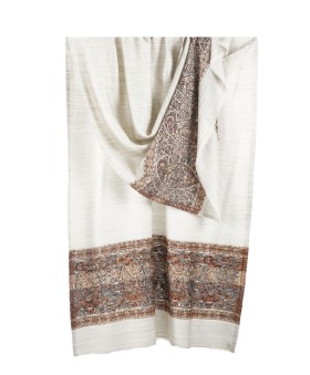 Plain Stole - Grey Base With Tiny Beige Triangles  