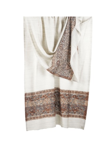Plain Stole - Grey Base With Tiny Beige Triangles  