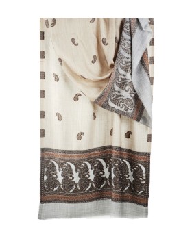 Plain Stole - Grey Paisley