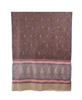 Plain Stole - Deep Brown Base With Paisley