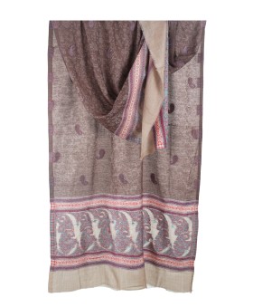 Plain Stole - Deep Brown Base With Paisley