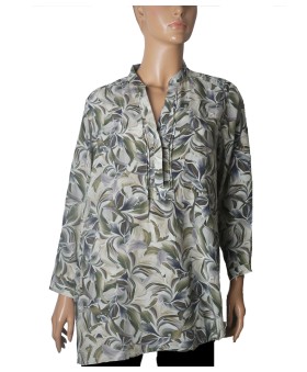 Long Silk Shirt - Sage Bloom