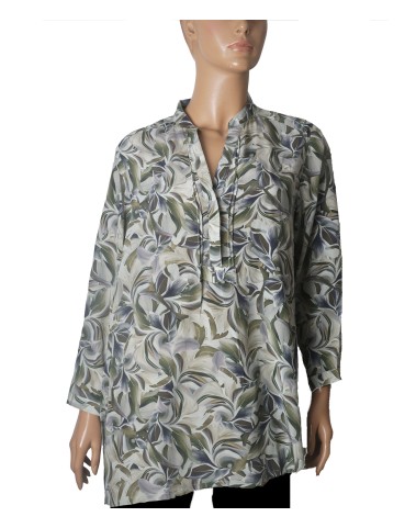 Long Silk Shirt - Sage Bloom