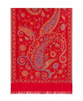 Woven Stole - Crimson Paisley Shawl