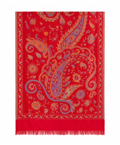 Woven Stole - Crimson Paisley Shawl