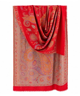 Woven Stole - Crimson Paisley Shawl