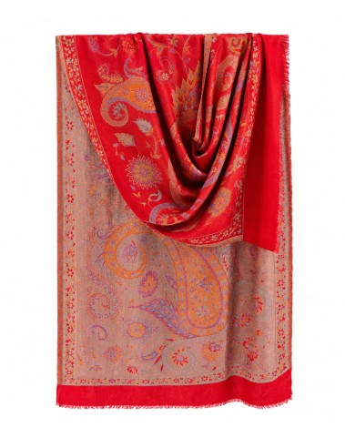 Woven Stole - Crimson Paisley Shawl