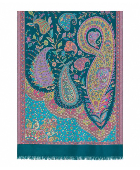 Woven Stole - Teal Paisley Royale
