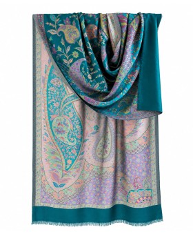 Woven Stole - Teal Paisley Royale