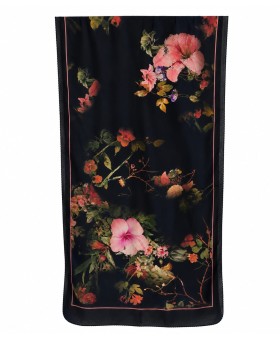 Crepe Silk Scarf - Midnight Bloom