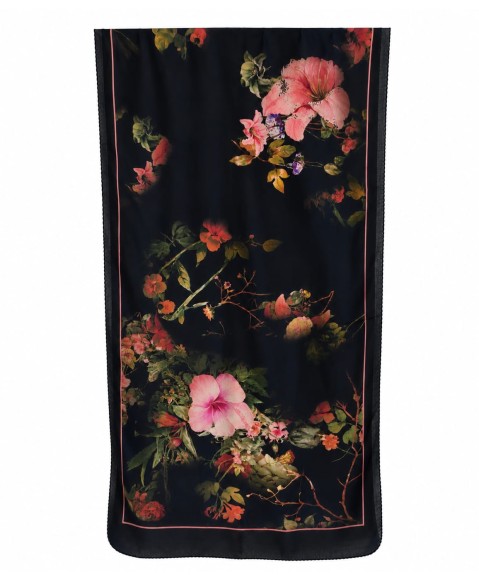 Crepe Silk Scarf - Midnight Bloom