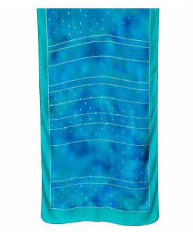 Crepe Silk Scarf - Azure Blossom