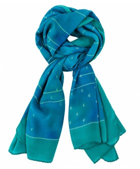 Crepe Silk Scarf - Azure Blossom
