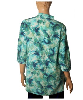 Short Silk Shirt - Blue Lagoon Floral 