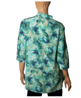 Short Silk Shirt - Blue Lagoon Floral 