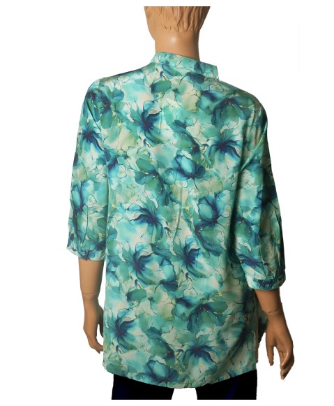 Short Silk Shirt - Blue Lagoon Floral 
