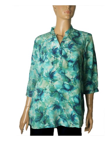 Short Silk Shirt - Blue Lagoon Floral 