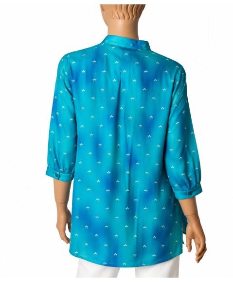 Short Silk Shirt - Azure Blossom