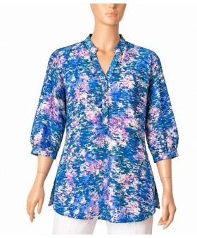 Short Silk Shirt - Abstract Ocean