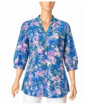 Short Silk Shirt - Abstract Ocean
