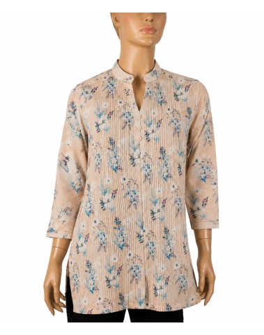 Casual Kurti - Powder Blue Blooms Casual Kurti - Powder Blue Blooms