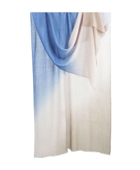 Shaded Ombre Stole - Beige With Blue Shade