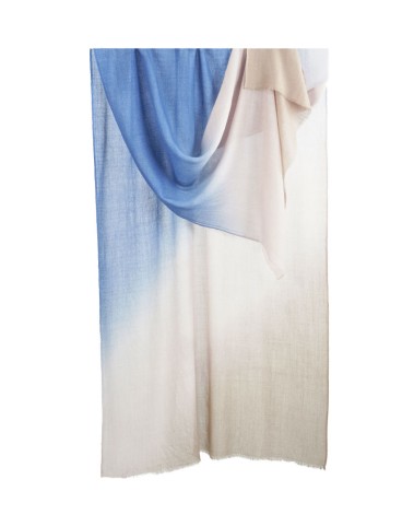 Shaded Ombre Stole - Beige With Blue Shade