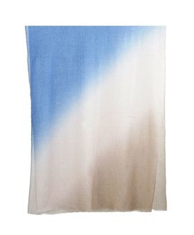 Shaded Ombre Stole - Beige With Blue Shade