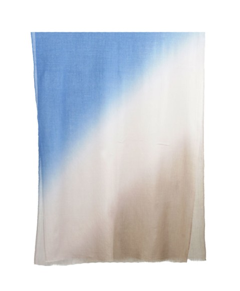 Shaded Ombre Stole - Beige With Blue Shade