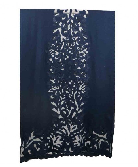 Navy Blue Cutwork Stole