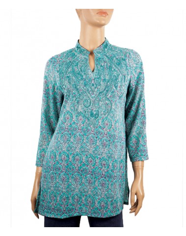 Casual  Kurti- Peacock Blue Embroidered