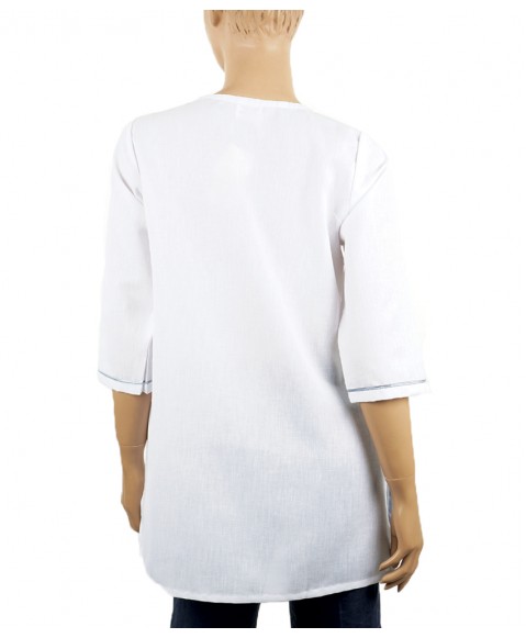 Embroidered Casual Kurti - Blue and White Paisely