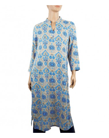 Tunic - Blue and Beige Flowers
