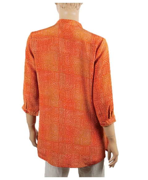 Short Silk Shirt - Red and Orange Creeper