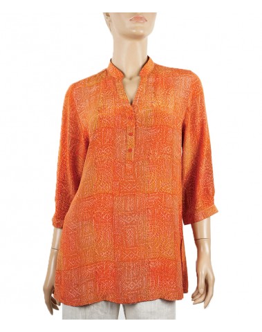 Short Silk Shirt - Red and Orange Creeper