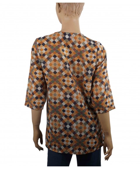 Casual Kurti - Brown and Black Squares